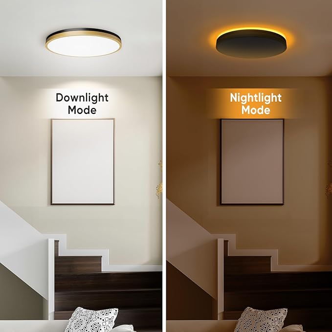 18 Inch Flush Mount Ceiling Light with Remote Control & Night Light, 5CCT Dimmable Ceiling Light Fixture, 43W 4300LM 2700K-6500K Adjustable LED Ceiling Lights for Bedroom Kitchen Living Room