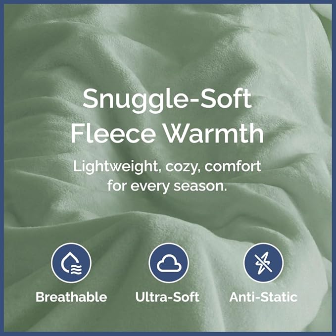 Ultra Soft Fleece Blanket Queen Size - Flannel Fleece Luxury Queen Blanket - Lightweight for Couch Bed Chair - Thick, Warm and Breathable - All Season Cozy Anti-Static Microplush Bedding, Sage Green
