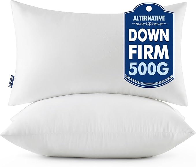 MIULEE Throw Pillows Inserts, Pack of 2 16x24 Inch 100% Virgin Fiber Filling Bed Couch Pillows