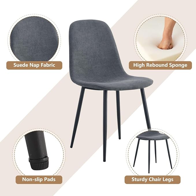 Dining Table Set for 8，9 Piece Dining Table Set，71'' Kitchen Table and Suede Nap Fabic Chairs Set of 8，for Kitchen Dining Room