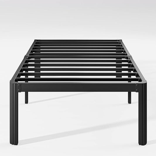 18in Heavy Duty Twin Bed Frame No Box Spring Needed, Metal Platform Bed Frame Twin with Round Corners, Easy Assembly, Noise Free, Black