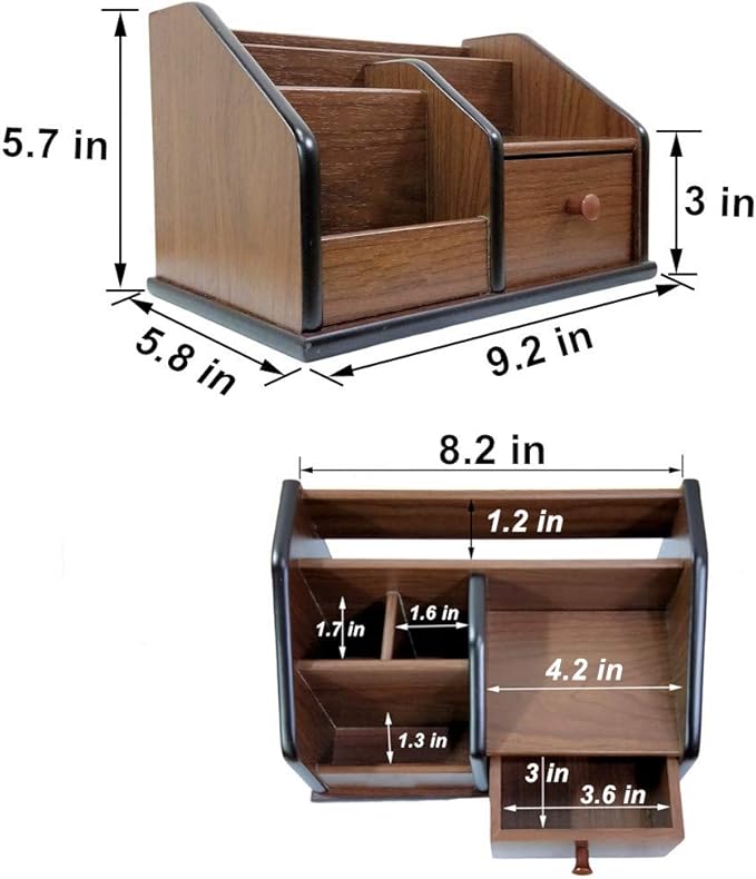 N Desk organizer wood with small drawer Office and Home organization like remote control holder pencil holder HeBen1029