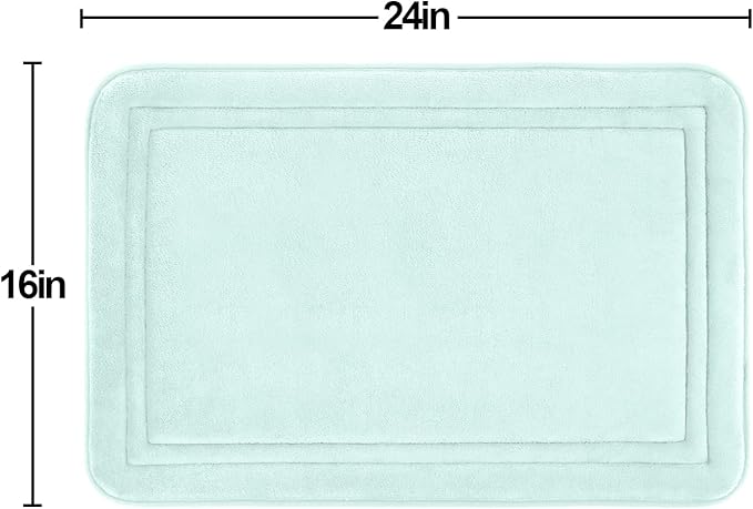 ITSOFT Memory Foam Bath Mat 24x16, Non Slip, Machine Washable, Quick Dry & Absorbent Rugs, Bath Mats for Bathroom Floor, Tub & Shower, Bathroom Rug, Spa Blue
