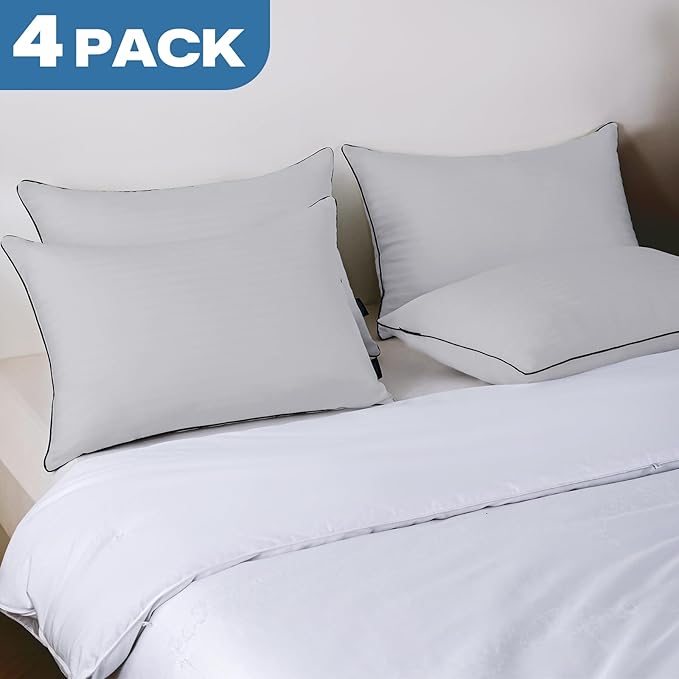 GOHOME Pillows Queen Size Set of 4 - Bed Pillows for Sleeping 4 Pack, Cooling Supportive Hotel Pillows with Premium Soft Down Alternative Fill for Side Stomach and Back Sleepers