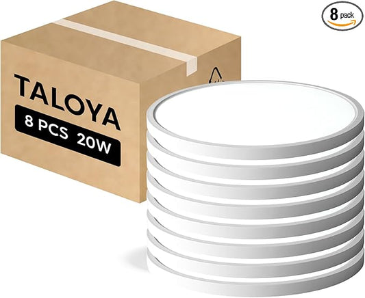 TALOYA Flush Mount Ceiling Light,8 Pack,12 Inch,20W,5000K Daylight Super Slim LED Ceiling Light for Bedroom, Living Room, Kitchen, Laundry and Hallway
