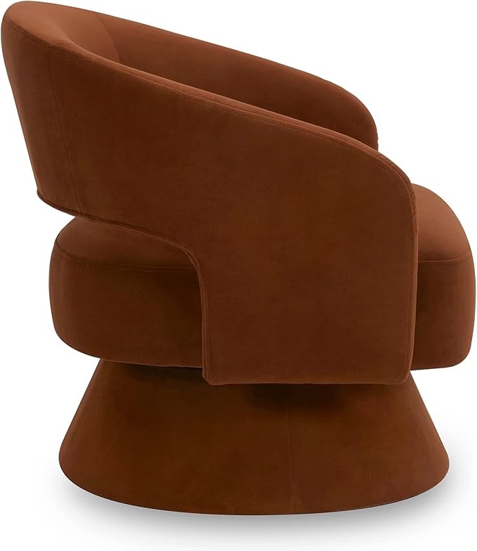 CHITA Swivel Accent Chair Armchair, FSC Certified Velvet Barrel Chair for Living Room Bedroom, Burnt Orange
