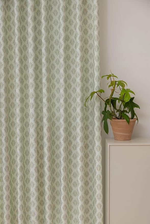 Linen Blend Pinch Pleated Curtains for Living Room, Bedroom, Dining Room - Light Filtering Curtains 2 Panels Set - Luxury and Modern Floral Printed Design - Pastel Grey, 30" W x 108" L
