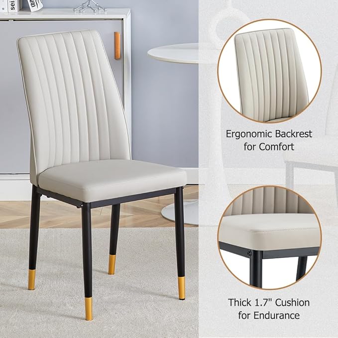 Dining Table Chairs Set for 4, Modern Rectangular Dining Room Table Set PU Leather Upholstered Dining Chairs 55" Dinner Table Set for Kitchen, Dining Room (Dining Table Set for 4, Grey)