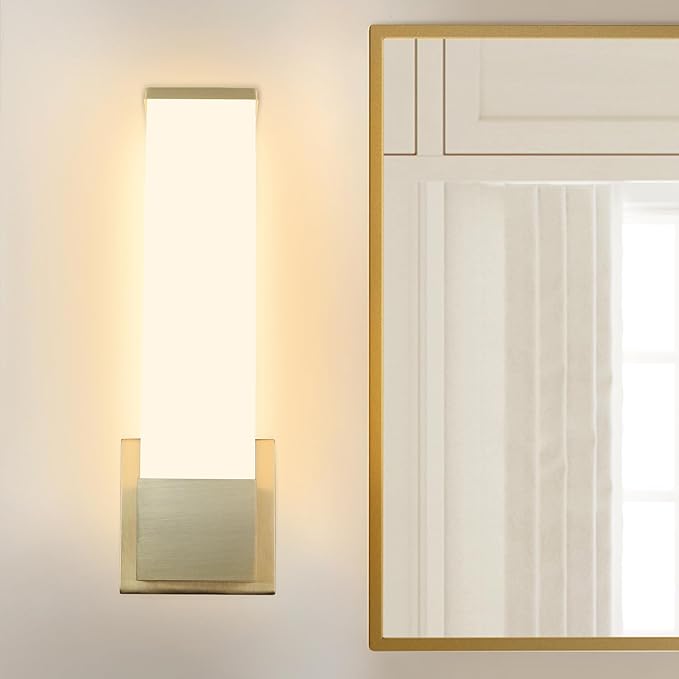 Kalium 14in Modern Wall Sconces, Dimmable Bathroom Vanity Lights, 3000K Warm White LED Indoor Sconces Lighting for Bathroom, Stairs, Living Room, Bedroom. Hardwired.