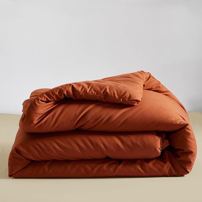 Luxlovery Burnt Orange Comforter Set Queen Rust Bedding Set Caramel Solid Blanket Quilts Rust Reddish Orange Terracotta Color 3 Piece Comforter Set for Queen Bed