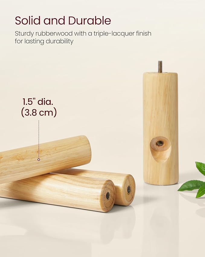 VASAGLE Solid Wood Coat Rack, Free Standing Hall Coat Tree with 8 Hooks, 3 Height Options, for Coats, Hats, Bags, Purses, for Entryway, Hallway, Rubberwood Hooks and Pole, Jelly Pink URCR010R01