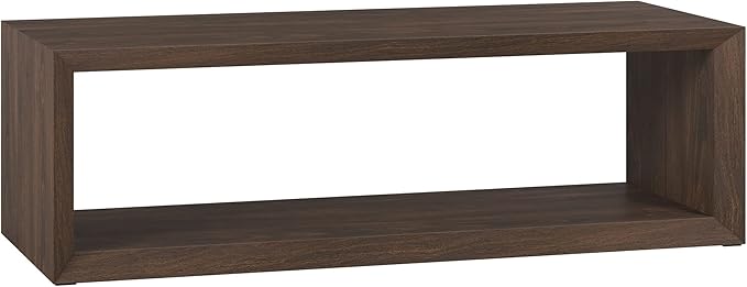Henn&Hart 58" Rectangular Coffee Table with Open Storage Shelf for Living Room, Family Room, or Office, Alder Brown