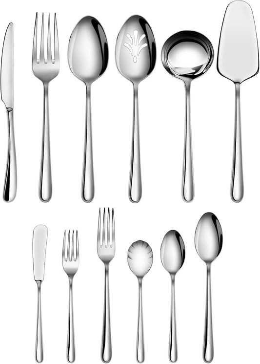 Cangshan RAIN II Flatware Set, Stainless Forged, Window Box, Metallic Finish (47-Piece)