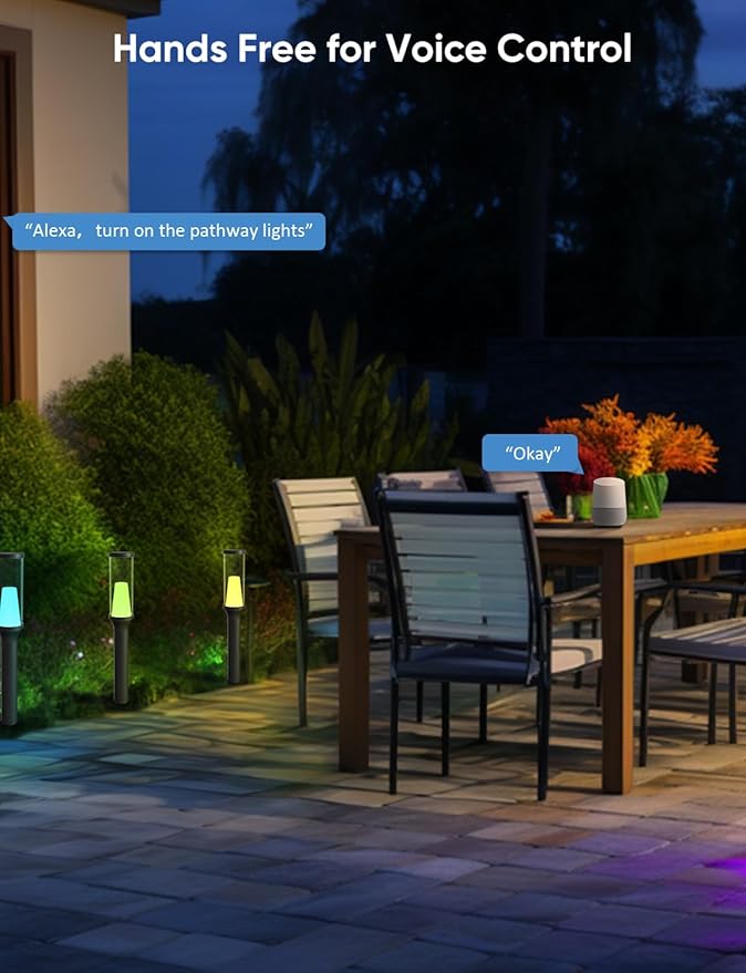 Pathway Lights Outdoor 800LM, RGBCW Low Voltage Landscape Lighting, Smart APP and Alexa Control, IP65 Waterproof, Color Changing Walkway Lights for Garden, Yard, Patio, Christmas, 4 Pack