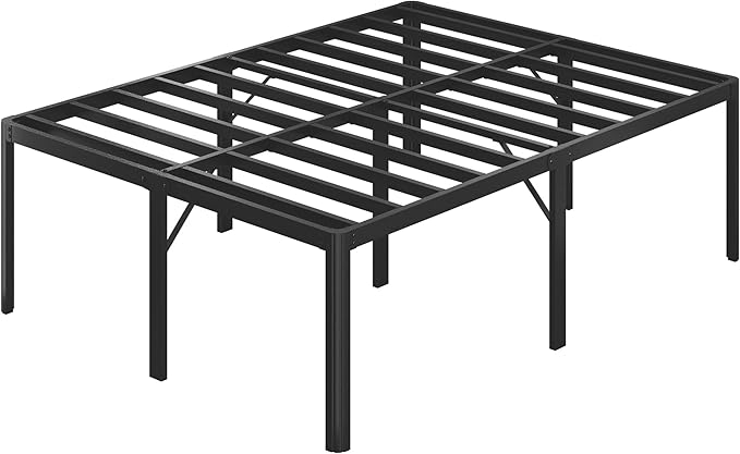 25 Inch High Queen Bed Frame with Rounded Corner Legs, Heavy Duty Metal Queen Platform Bed Frame with Steel Slats Support, No Box Spring Needed, Noise Free, Easy Assembly