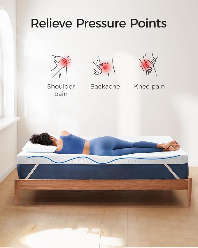 Dreamsmith 3 Inch Gel Memory Foam Mattress Topper Queen, Breathable Pressure Relief, High Density Pad, Washable Cover with Elastic Straps & Non-Slip Bottom, CertiPUR-US Certified, Cooling