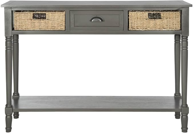SAFAVIEH American Homes Collection Winifred Grey Wicker Console Table with Storage