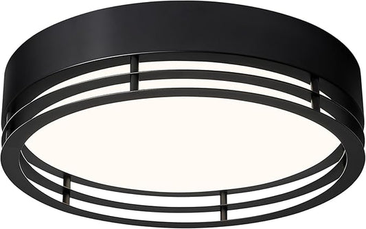 Dimmable Black Flush Mount Ceiling Light, Modern Round LED Ceiling Lights Fixture, Kitchen Flushmount Light for Bedroom Hallway Kitchen 2700 K-6000 K 5CCT