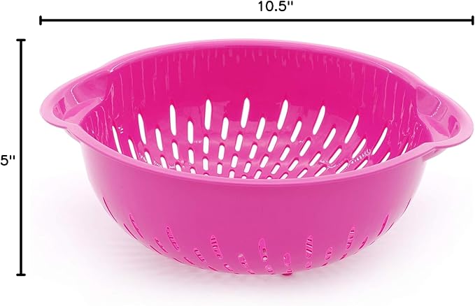 Mintra Home Mixing Bowl w/Colander (Large 4.5L, Purple) - For Washing & Draining Fruits And Vegetables - Heavy Duty Plastic for Baking, Cooking Supplies - Dishwasher Safe