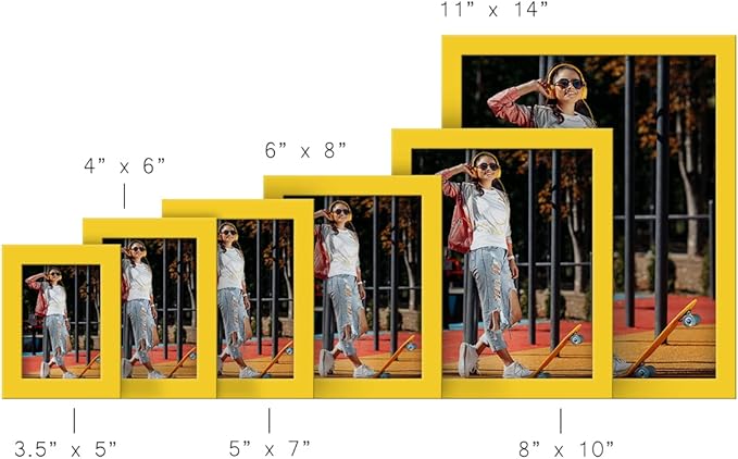 Renditions Gallery 4x6 inch Picture Frame High-end Modern Style, Made of Solid Wood and High Definition Glass Ready for Wall and Tabletop Photo Display, Yellow Frame