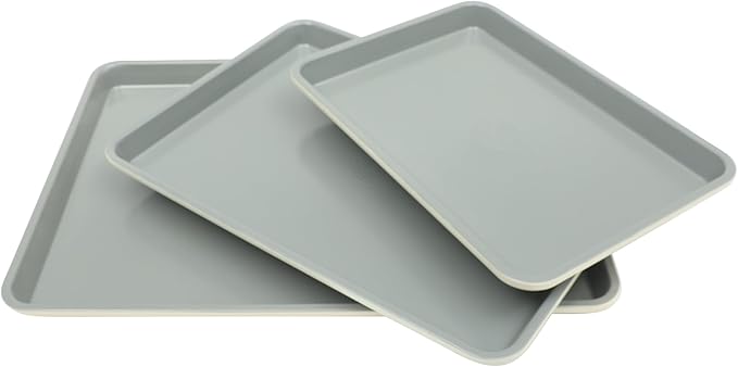 Sur La Table Kitchen Essentials Bake Sale 3-Piece Cookie Sheet Set – Nonstick Carbon Steel Baking Pans (13, 15, 18 Inch) – Grey Easy-Clean Oven Trays for Cookies, Roasting & More