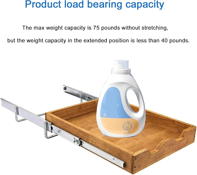 DINDON Pull Out Cabinet Organizer (14" W x 18" D) 1 Tier, Single Tier Oak Wood Under Cabinet Slide Out Shelf Drawer Box…