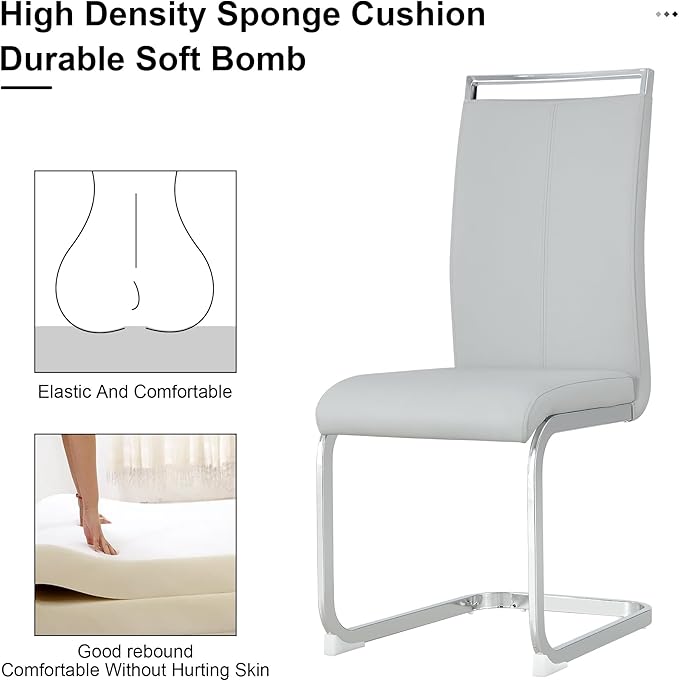 Dining Table Set for 6, Kitchen Table Chairs Set of 6, Modern Dining Room Set with 63 inch Marble Dinner Table PU Leather Upholstered Chairs for Dining Room Kitchen