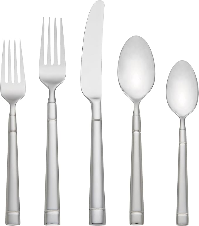 Kate Spade New York Fair Harbor Flatware Set, 18/10 Stainless Steel, 45-Piece
