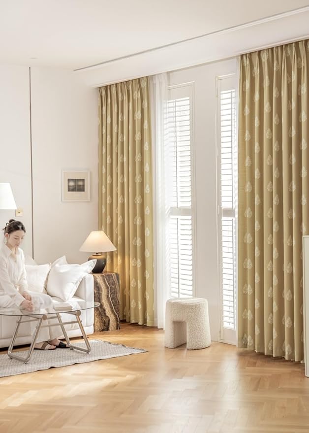 Linen Blend Pinch Pleated Curtains for Living Room, Bedroom, Dining Room - Light Filtering Curtains 2 Panels Set - Luxury and Modern Floral Printed Design - Brown Rose, 30" W x 108" L