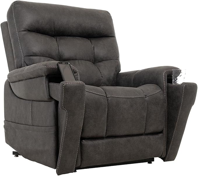 VivaLift! Radiance Power Recliner Lift Chair by PrideMobility, with 3 Heat Pads Heat System (Canyon Steel, Petite Wide with Inside Delivery & Setup)