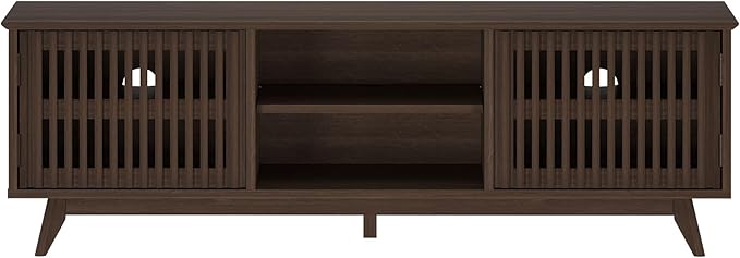 Plank+Beam Mid-Century Modern Wood TV Stand, Solid Wood Entertainment Console with Storage, 59" L x 16" W x 19" H, Walnut
