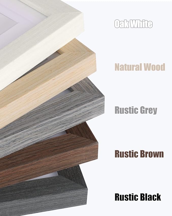 Egofine 4x6 Picture Frame Made of Solid Wood with Plexiglass, Display Pictures 3.5x5 with Mat or 4x6 Without Mat for Tabletop and Wall Mounting, Oak Wood