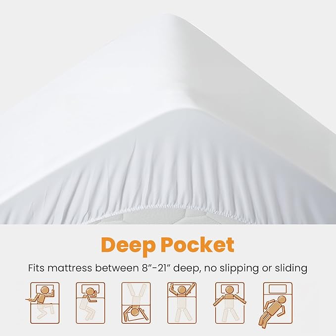 MATBEBY Twin Size Mattress Pad - Cooling Breathable Mattress Topper, Quilted Fitted Mattress Protector, Pillow Top Mattress Cover with 8-21" Deep Pocket, Soft, Machine Washable, White, 39x75 Inches