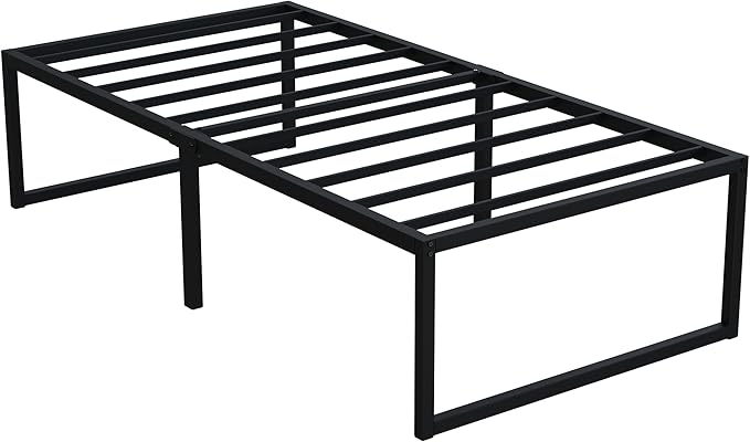 EMODA 18 Inch Narrow Twin Bed Frame 30x75, Heavy Duty Metal Platform No Box Spring Needed, Easy Assembly Noise Free, Black