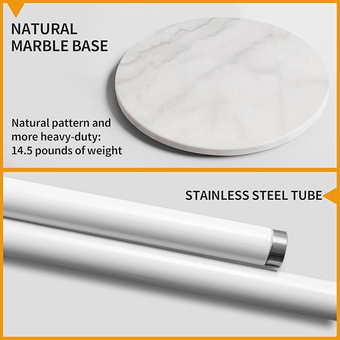 Metal Coat Rack Stand with Natural Marble Base, Coat Rack Freestanding, Free Standing Hall Tree with 12 Hooks for Hanging Clothes, Bags, Scarfs, Coat Hanger for Entryway, Hallway (White)