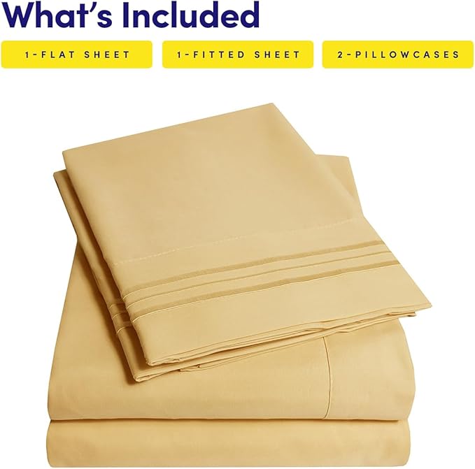 1500 Supreme Collection King Sheet Sets Camel - Luxury Hotel Bed Sheets and Pillowcase Set for King Mattress - Extra Soft, Elastic Corner Straps, Deep Pocket Sheets, King Camel