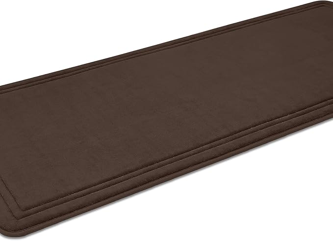 ITSOFT Memory Foam Bath Mat 59x23, Non Slip, Machine Washable, Quick Dry & Absorbent Rugs, Bath Mats for Bathroom Floor, Tub & Shower, Bathroom Rug, Chocolate Brown
