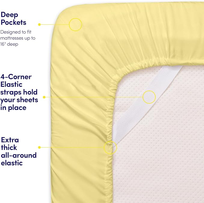 1500 Supreme Collection Queen Sheet Sets Pale Yellow - Luxury Hotel Bed Sheets and Pillowcase Set for Queen Mattress - Extra Soft, Elastic Corner Straps, Deep Pocket Sheets, Queen Pale Yellow