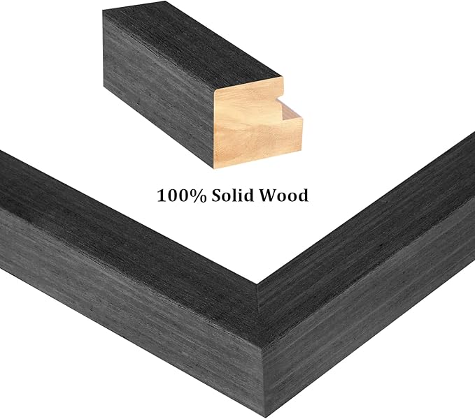 Egofine 8x12 Picture Frame Made of Solid Wood with Plexiglass, Display Pictures 5x7/6x8 with Mat or 8x12 Without Mat for Tabletop and Wall Mounting, Rustic Black