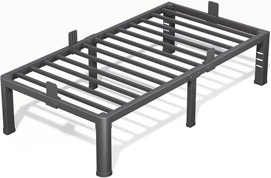 16 Inch Twin XL Bed Frame with Rounded Corner and Headboard Hole Mattress Retainers 3500 lbs Heavy Duty Support Metal Platform Bed Frame Noise Free No Box Spring Needed Easy Assembly