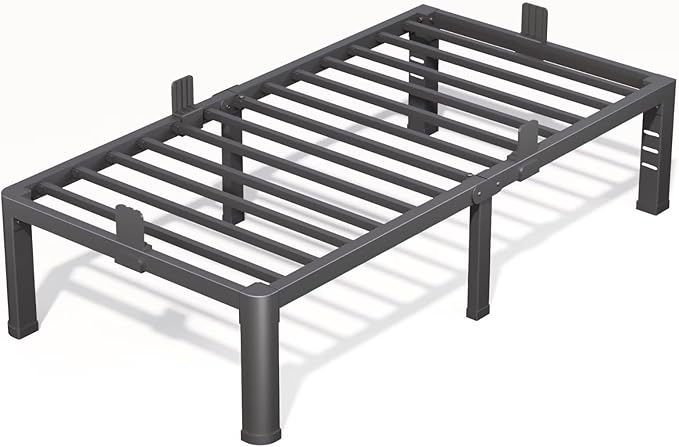 16 Inch Twin Bed Frame with Rounded Corner and Headboard Hole Mattress Retainers 3500 lbs Heavy Duty Support Metal Platform Bed Frame Noise Free No Box Spring Needed Easy Assembly