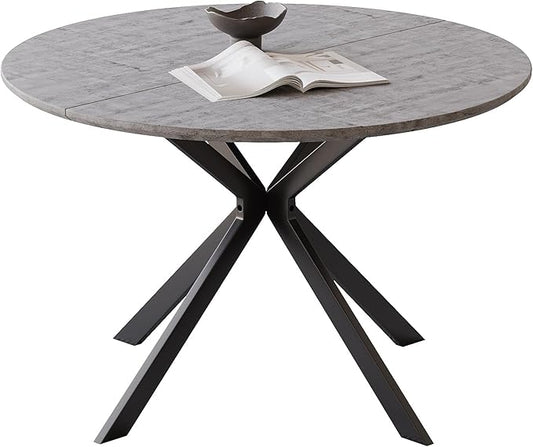 46.4" Round Dining Table, Mid Century Modern Round Dining Room Table for 4-6 with Metal Legs, Easy Assembly Coffee Table, Space-Saving Design for Kitchen and Dining Room