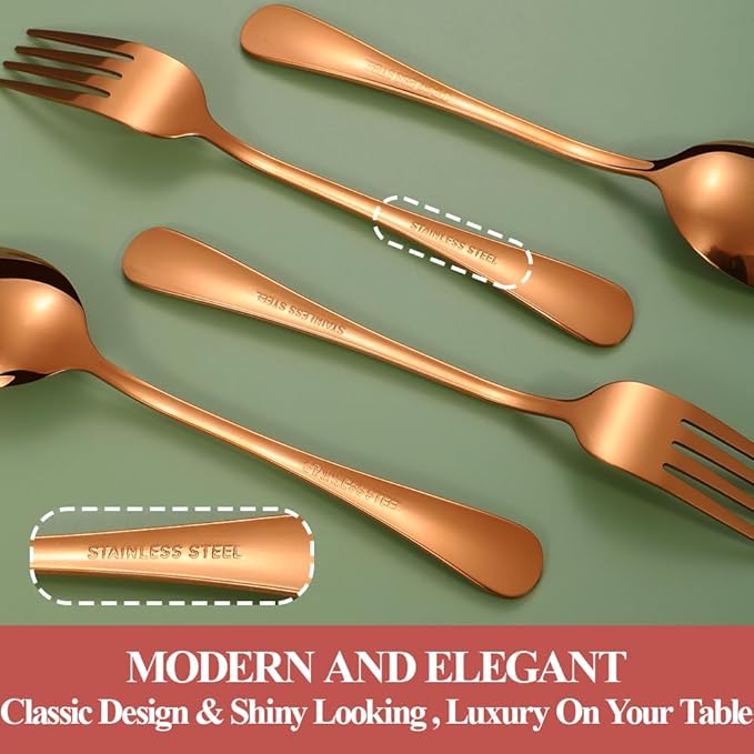 30 Pcs Rose Gold Silverware Set for 6, Food Grade Stainless Steel Flatware Set, Eating Utensils Sets Include Fork/Knife/Spoon,Home Kitchen Tableware Set, Reusable Cutlery Set, Dishwasher Safe