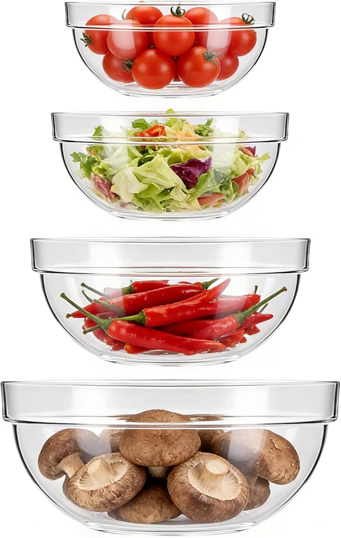 4 Pcs Acrylic Salad Bowls Plastic Serving Bowls for Party for Snack or Chip Candy Dish Party Salad Container 16oz/37oz/54oz/84oz