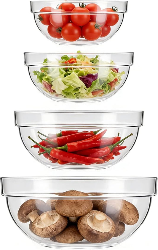 4 Pcs Acrylic Salad Bowls Plastic Serving Bowls for Party for Snack or Chip Candy Dish Party Salad Container 16oz/37oz/54oz/84oz