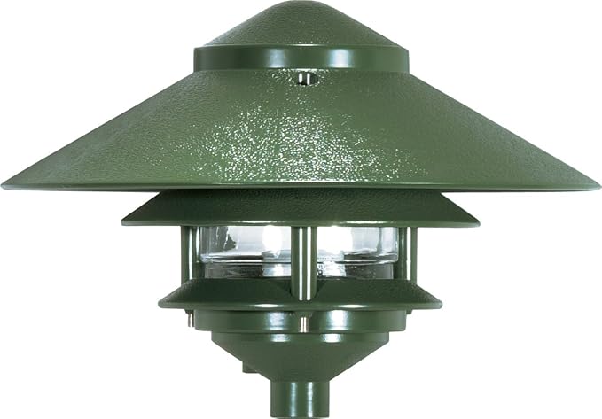 Nuvo SF76/634 One 2 Louver Hood Outdoor Pagoda Landscape Pathway Light, 2 Tier-Large, Green