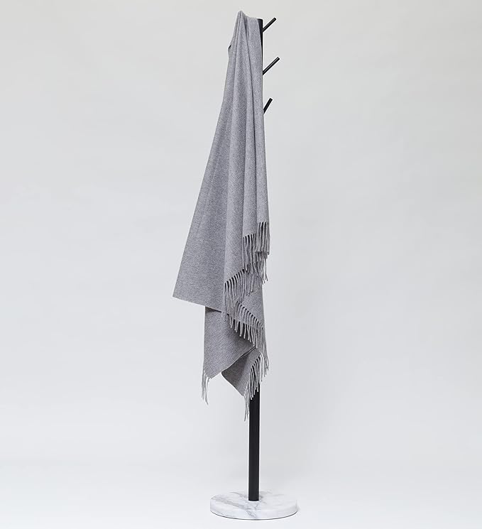 State Cashmere Home Throw Blanket with Decorative Fringe 100% Pure Cashmere Ultra Soft Accent Blanket for Couch, Sofa & Bed (Pale Charcoal, 60"x50")