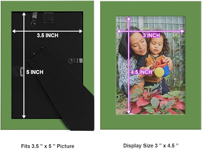 Renditions Gallery 3.5x5 inch Picture Frame High-end Modern Style, Made of Solid Wood and High Definition Glass Ready for Wall and Tabletop Photo Display, Green Frame