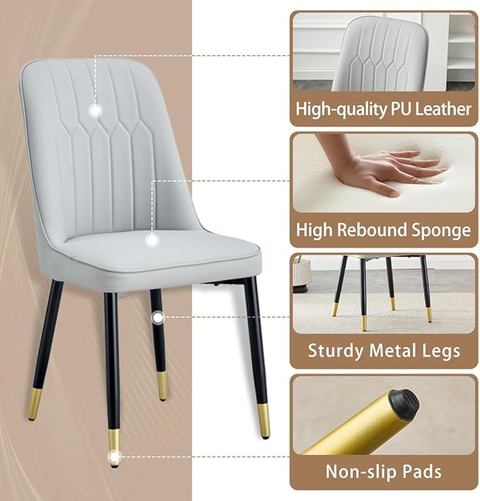 Dining Room Table Set for 6, Dinner Table Set for 6, Sintered Stone Kitchen Table Top and Modern Chairs Set of 6 for Kitchen Dining Room