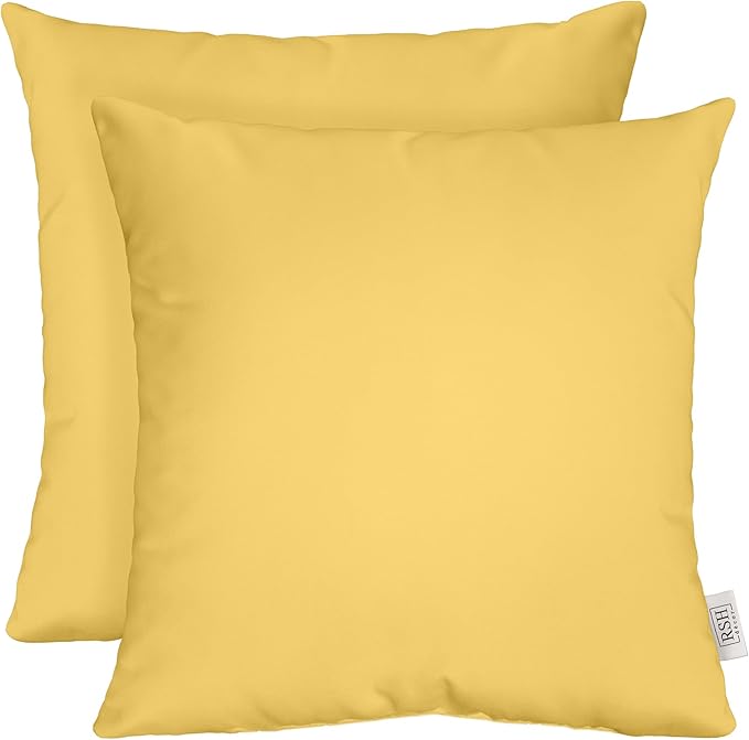 RSH DECOR: Sunbrella Square Throw Pillows Set of 2 | 20" x 20" | Water and Fade-Resistant Performance Fabric | Outdoor Pillow Covers with Down-Alternative Inserts | Canvas Buttercup Yellow